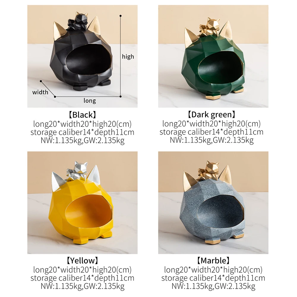 

Creative Resin Animal Sculpture Geometric Cat Storage Tank Rubble Storage Modern Home Decor Living Room Bedroom Desktop Decor