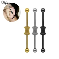 miqiao 2pc stainless steel new punk ear bone nail long rod screw ear hole cartilage puncture jewelry for men and women