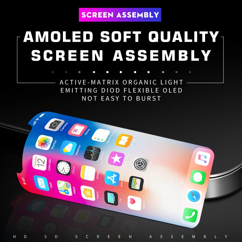 AUMOOK для IPhone X XS XR LCD OLED мягкий AMOLED OEM сенсорный экран дисплей Pantalla 3D дигитайзер в