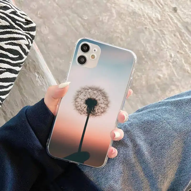 

Dandelion flying flower Phone Case Transparent for iPhone 11 12 mini pro XS MAX 8 7 6 6S Plus X 5S SE 2020 XR