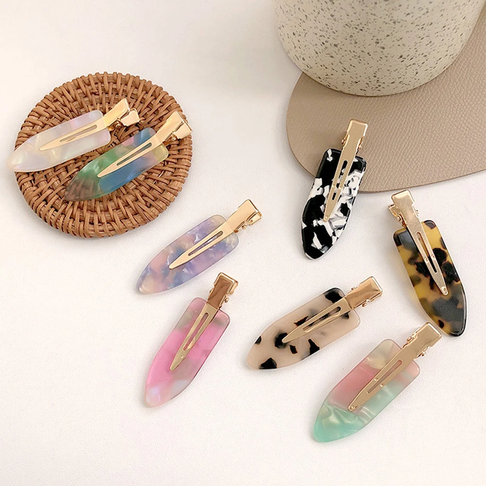 

2021 INS Hot sale Korean Hair Accessories Leopard Print Acetate Bangs Clip Simple Outing Word Clip Duckbill Clip For GIRLS