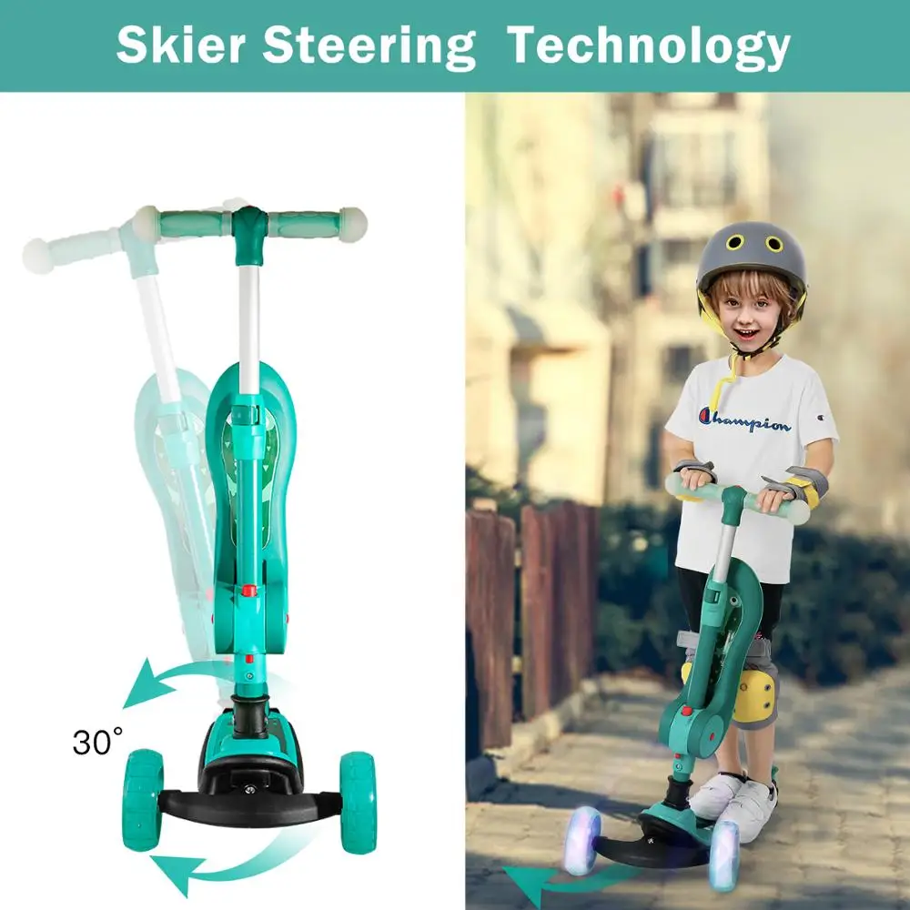 Детский скутер Beiens трехколесный складной велосипед мигающее колесо Детская