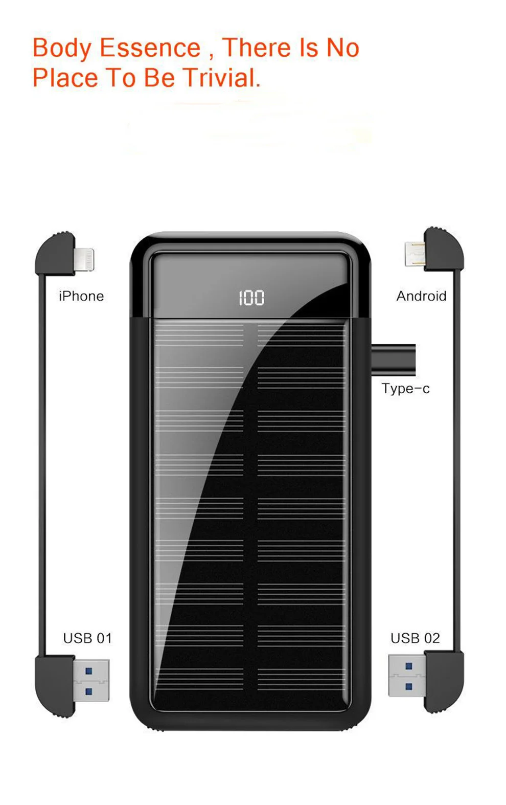 Vogek солнечной энергии банк 10000 мАч портативный мини банк питания usb type-C солнечный банк питания цифровой дисплей Зарядка батареи