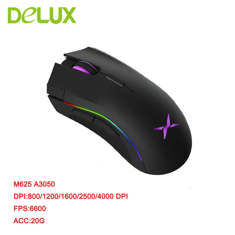 Delux мини-клавиатура T9 Plus профессиональная Механическая игровая Проводная клавиатура игровая мышь 12000 dpi компьютерные мыши для ноутбука PC Gamer - Цвет: Only A3050 mouse