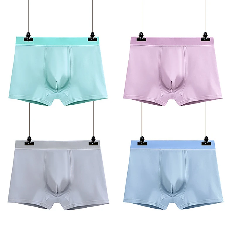 

4pcs/Set Men's Boxer Shorts Middle Waist Breathable Underwear High Quality Cotton Comfortable Soft Solid Color Sexy Underpants