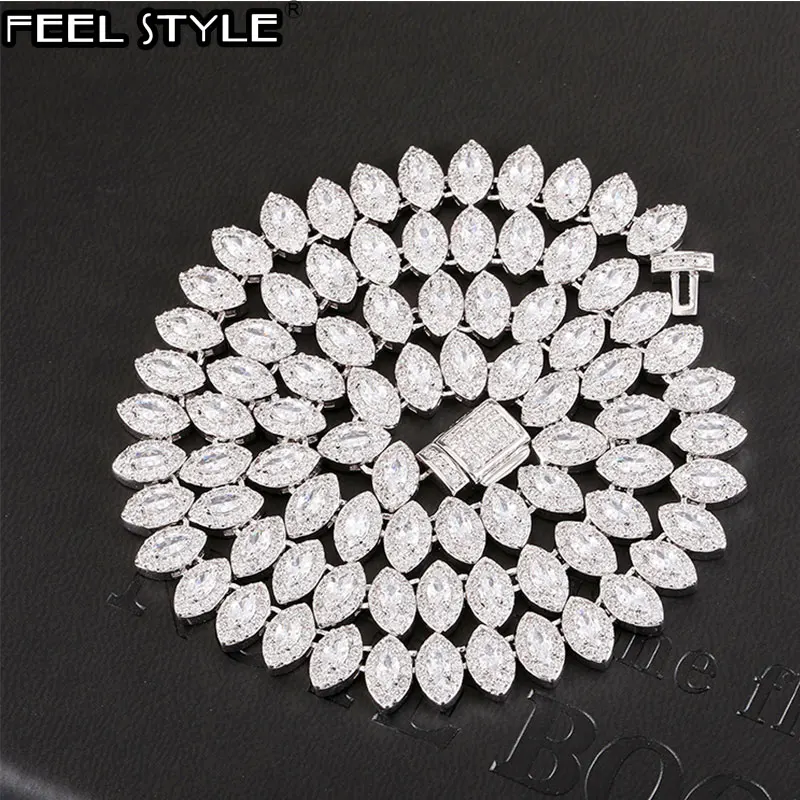 

В стиле «хип-хоп» 8 мм Bling из латуни лошадиный глаз CZ Медь Установка AAA + Кубического циркония камни цепочка на шею для мужчин для женщин ювели...