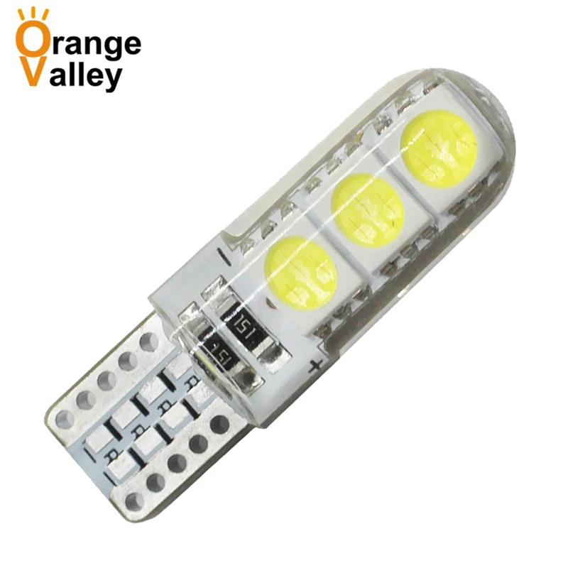 

100Pcs Waterproof T10 W5W 198 501 6 Silica Gel 5050 SMD Car Leds Interior lights Clearance Wedge Lamps DC 12V