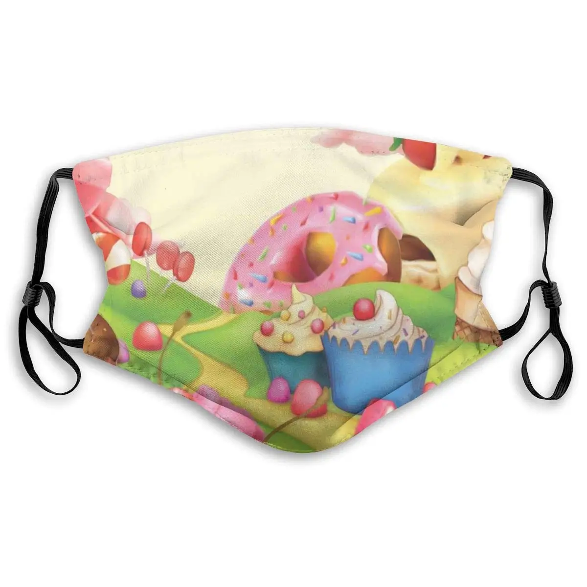 

Mouth Mask,Sanitary Mask,Protection From Dust, Ash,Pollen Face Masks Yummy Donuts Sweet Land Cupcakes Ice Cream Cotton Candy