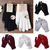 wool knitted gloves thick touch screen women cashmere winter warm solid mittens