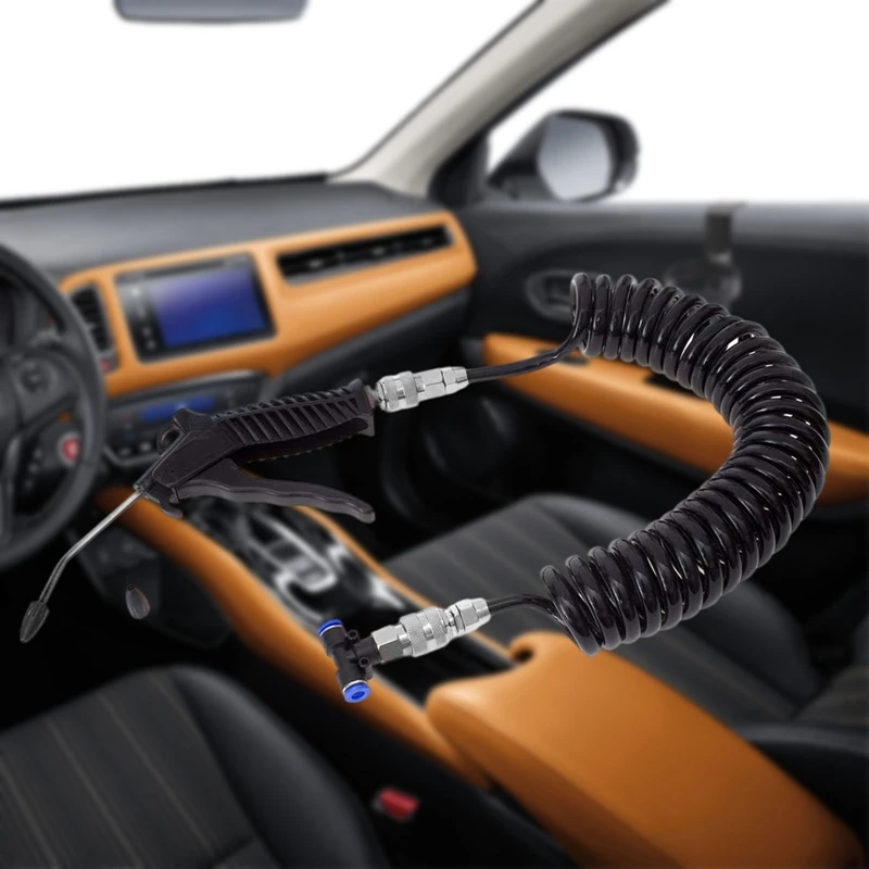 

Blue/Black Air Duster Blow G un 5 Meter Long Recoil Hose Dust Blow Gu n Air Compressor Cleaning Tool for Truck Lorry Wagon