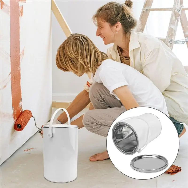 

1pc 5L Round Tinplate Oil Paint Can Tinplate Storage Container Oil Paint Can for Pigment Oil Paint