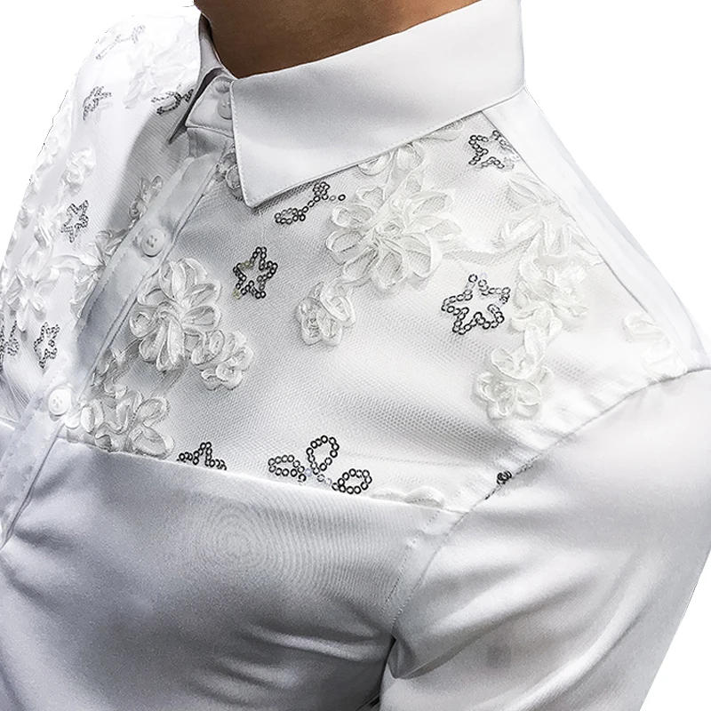 Мужская приталенная рубашка Shenrun черно белая Повседневная с длинными рукавами