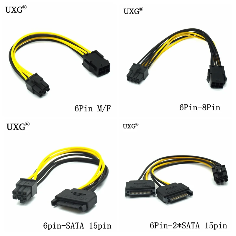 SATA кабель питания 15 Pin 8pin Женский до 6 Мужской PCI EXPRESS E Sata Графический конвертер