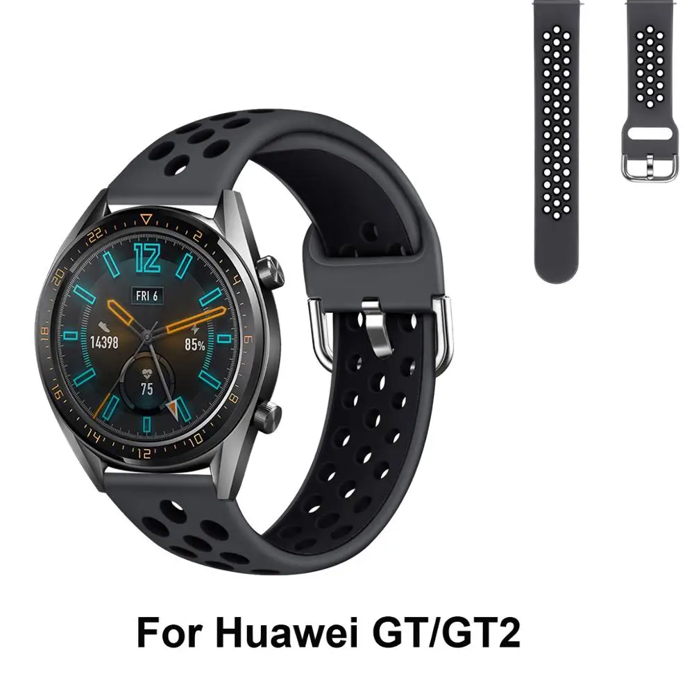 22 мм мягкий силиконовый ремешок для часов huawei GT 42 водонепроницаемый двойной цвет