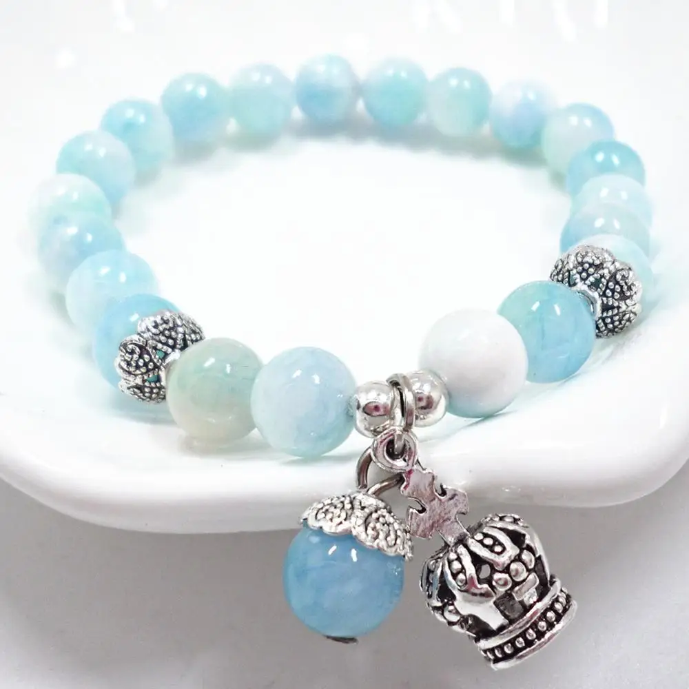 

Genuine original natural crystal Persian jade crown pendant ladies bracelet