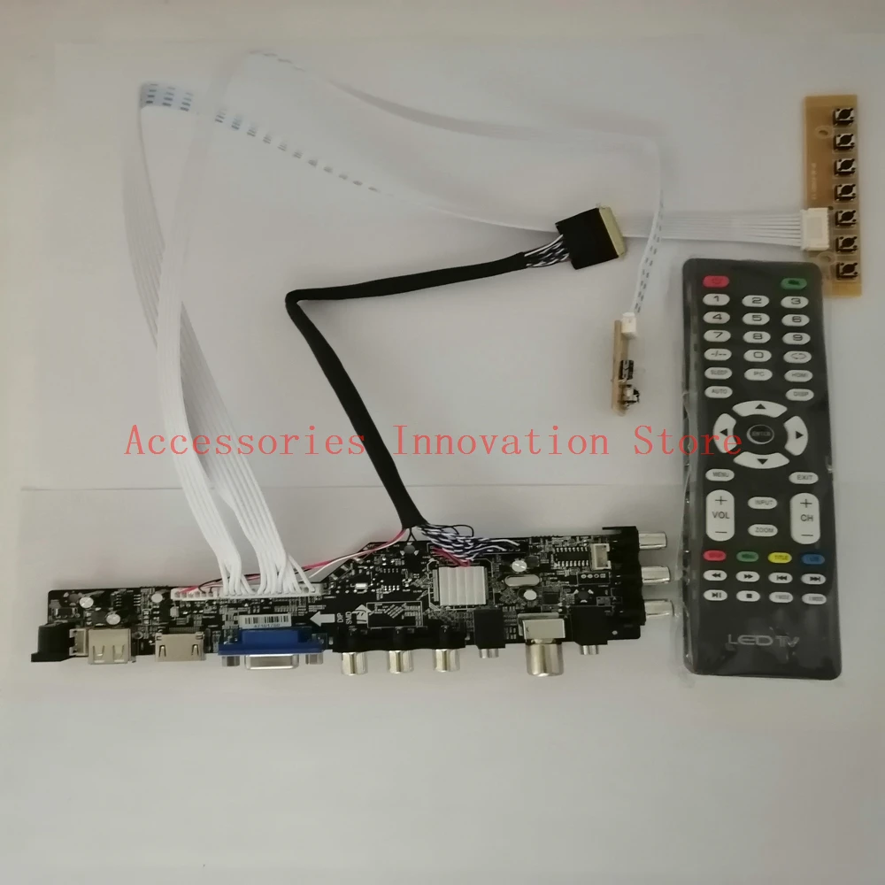 

New DVB-T2 DVB-C Monitor Kit N156BGE N156B6 LP156WH2 LP156WH4 TV+HDMI+VGA+USB 1366X768 LCD LED Screen Controller Driver Board