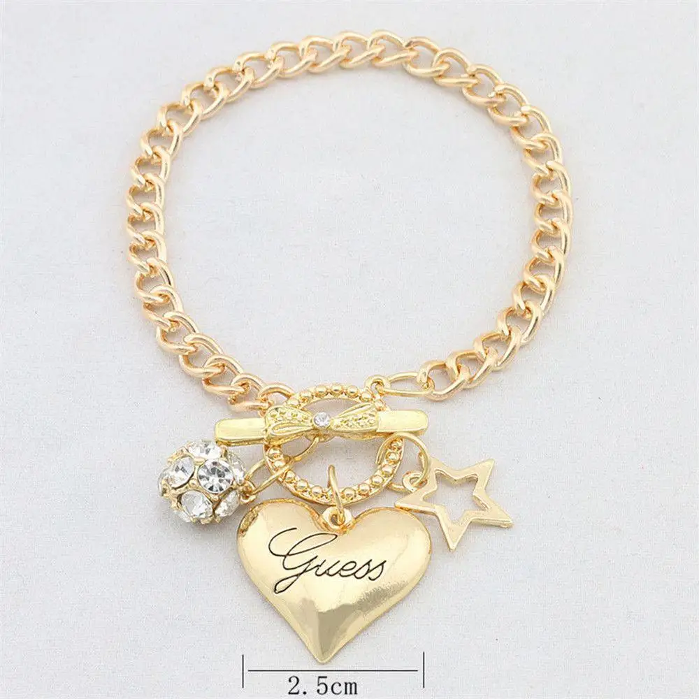 

Pentagram Heart Bracelet Crystal Chain Fashion Women Wild Simple Valentine's Day Gift Solid Color All-match Crystal Bracelets