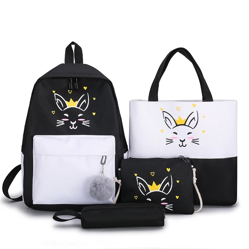 4 шт./компл. женский милый рюкзак дорожный рюкзаки сумки для книг школьников