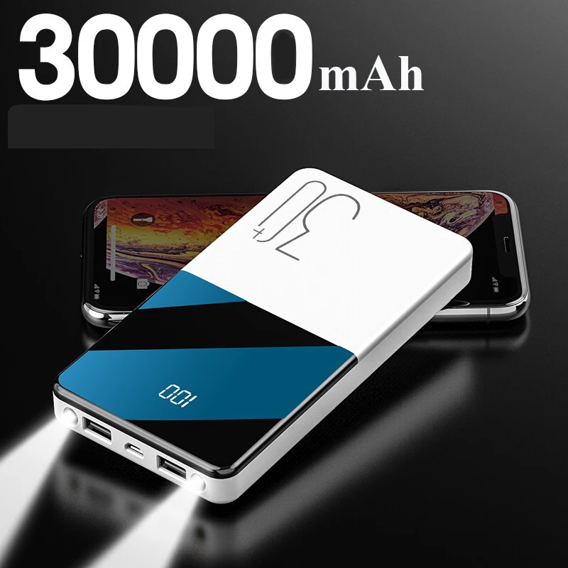 

30000mAh Power Bank for Xiaomi Huawei iPhone 12Pro Samsung Poverbank Portable Charger Powerbank External Battery Pack Power Bank