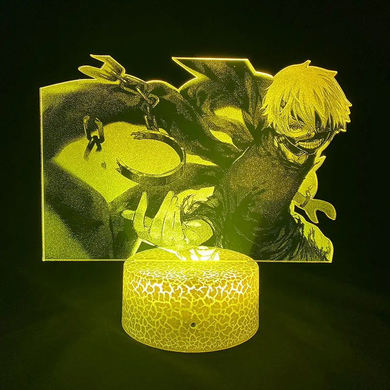 

3d Picture Lamp Tokyo Ghoul Ken Kaneki Anime Lamp Colorful Led Night Light for Bedroom Decor Bluetooth Control Cool Gift for Kid