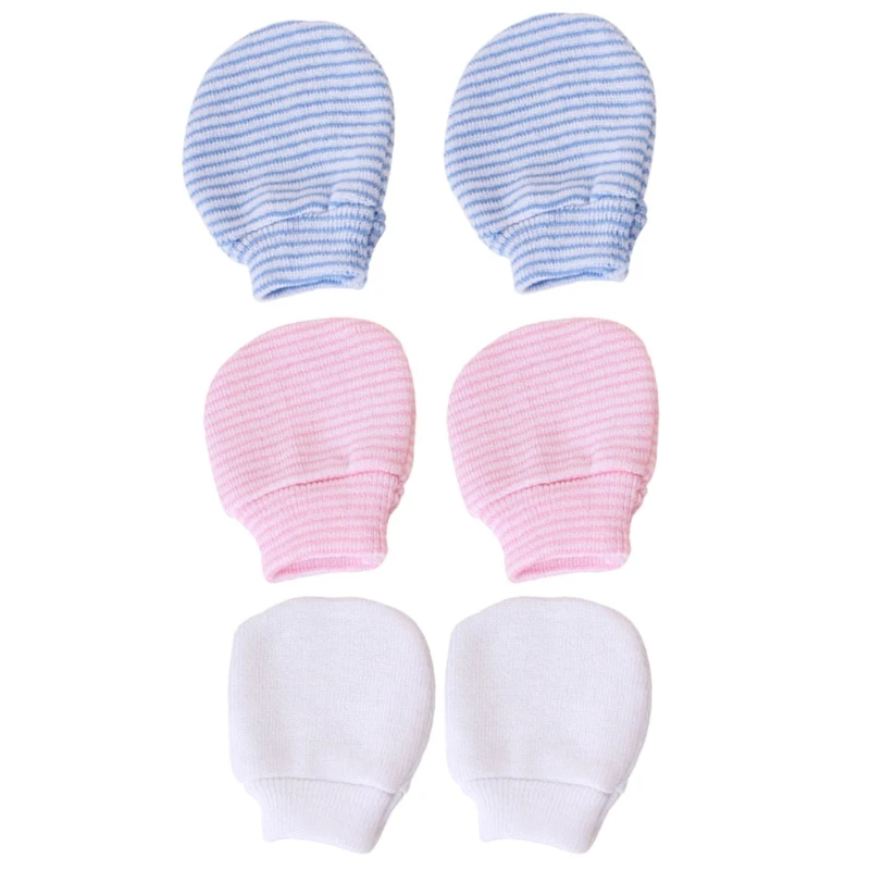 

3 Pair Simple Cute Baby Knit Gloves Newborn Anti-eat Hand Anti-Grab Glove Mitten