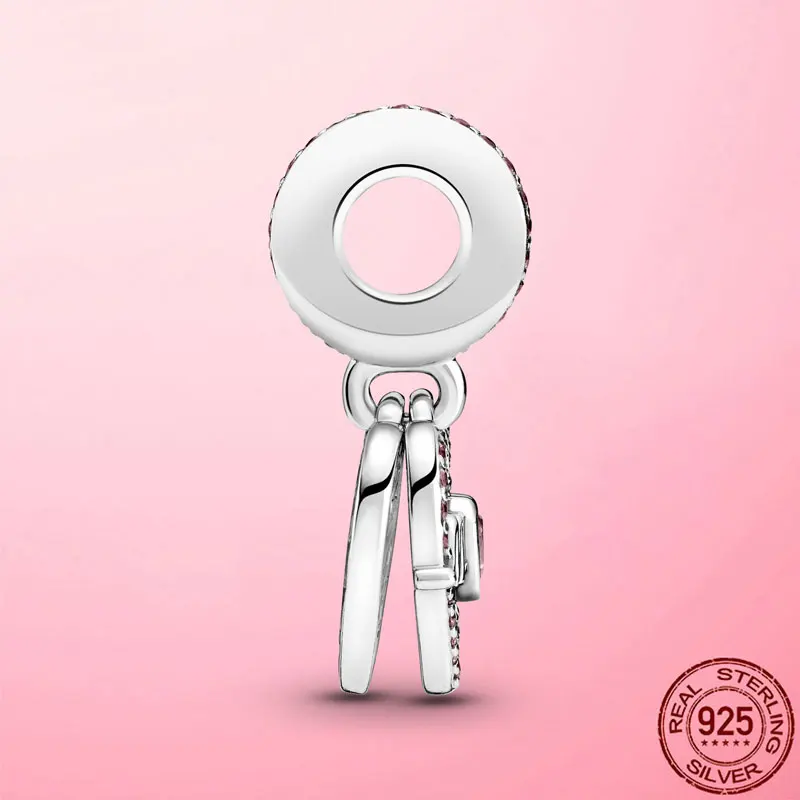 

2021 New 925 Sterling Silver Heart & Mum Dangle Charm fit Women Pandora Bracelet Necklace Silver 925 Jewelry Mother's Day Gift
