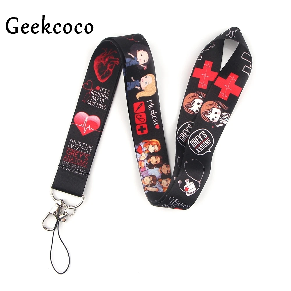 

J1401 Grey's Anatomy TV Show diy keychains Accessory Mobile Phone USB ID Badge Holder Keys Strap Tag Neck lanyard