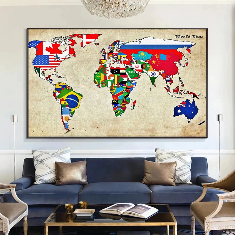 

Canvas Painting Modern Art World Map Picture Poster Posters Prints Wall Art Picture Quadro Living Room Home Decorative Paintings