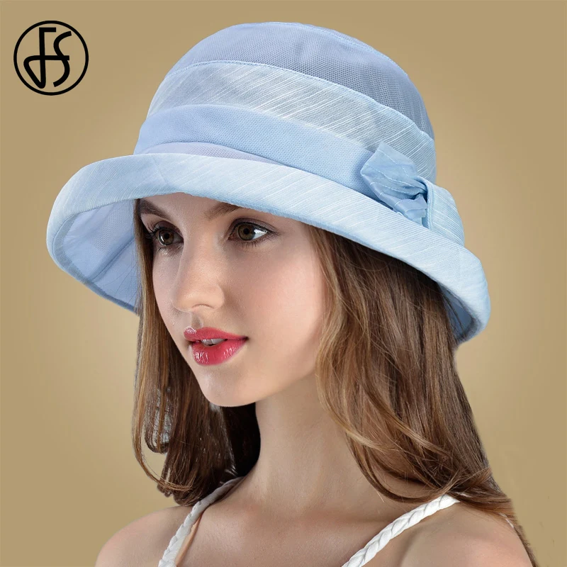 FS 2020 Новая Женская Летняя шелковая шляпа от солнца с широкими полями цветочные