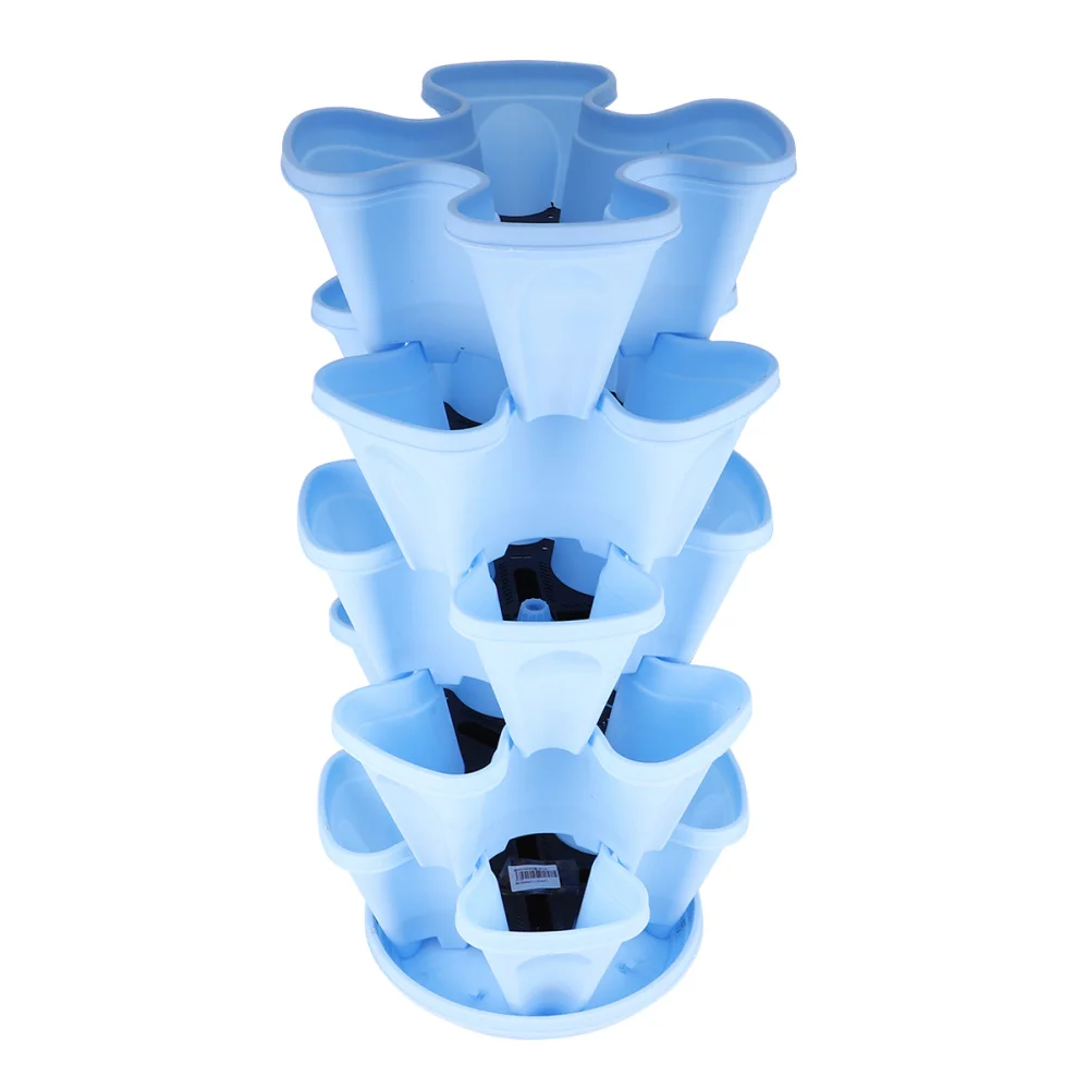 

1 Set of 6pcs Flowepot Multilayer Stacking Cultivation Pot Vegetable Melon Fruit Strawberry Planting Pot - 1pc Tray and 5pcs Pot