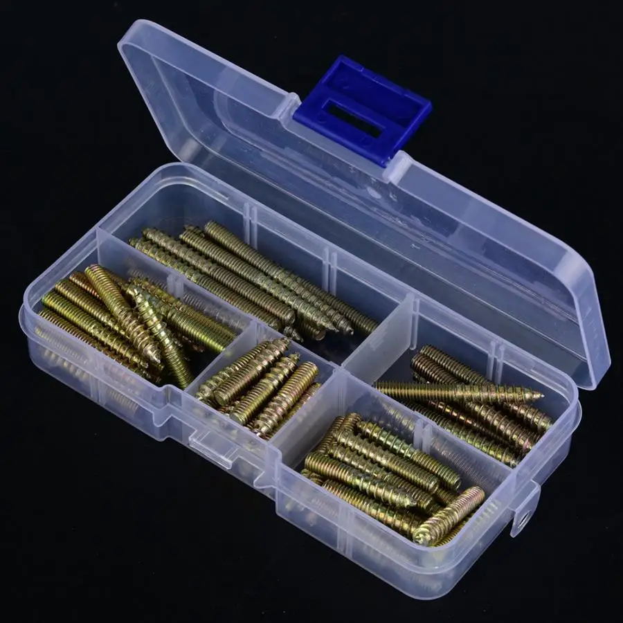 80 шт. M5 оцинкованный железный двухсторонний Дюбель Винт деревообрабатывающий