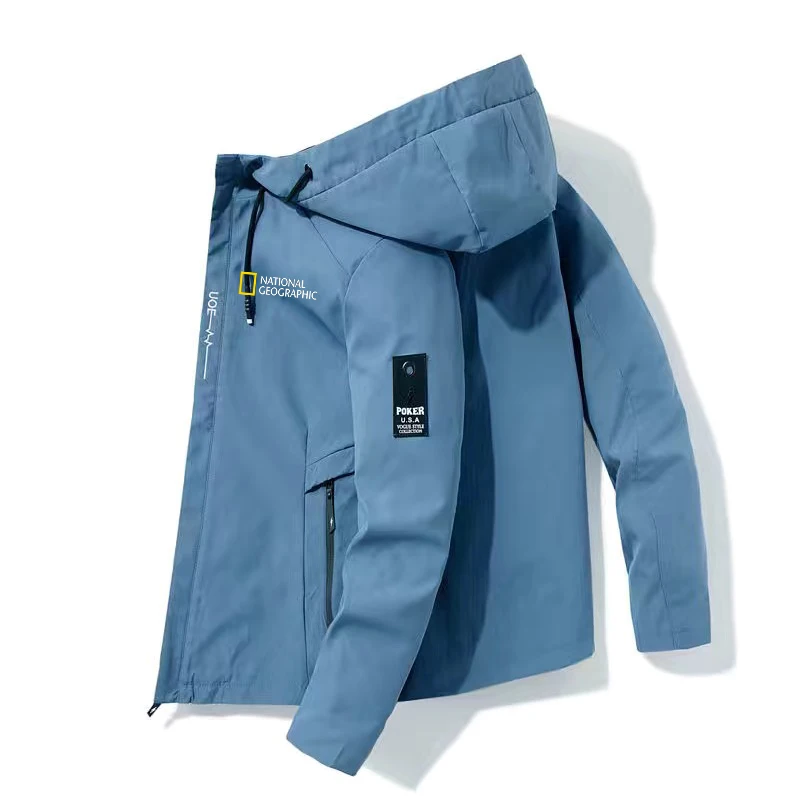 

National Geographic Clothing Outdoor Camping Hiking Jacket 2021New Men's Breathable Waterproof Hoodie Windbreaker Adventure Suit