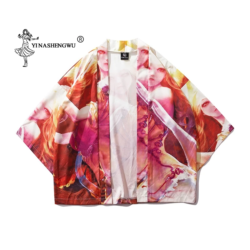 

Хлопковое кимоно японское кимоно традиционное юката для женщин Harajuku Карп печать кимоно кардиган Femme кимоно костюм для косплея тонкая рубашка