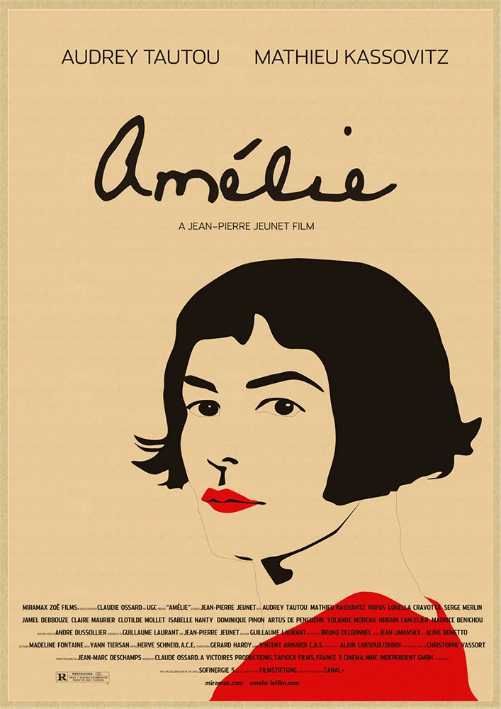 Постер-Ретор из крафт-бумаги Amelie для романтической литературы во французском