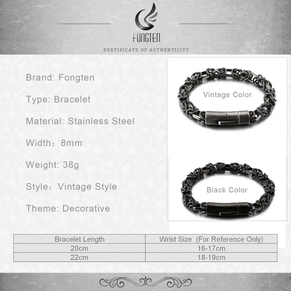 Мужской винтажный браслет из нержавеющей стали в стиле панк | Украшения и