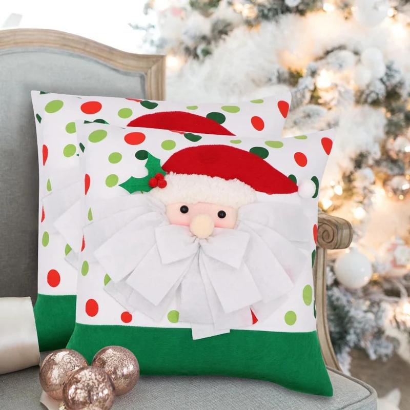

Christmas Throw Pillow Cover, 18X18 Inch Pillowcase Merry Christmas Santa Claus Home Car Decor Pillow Case Cushion Cover