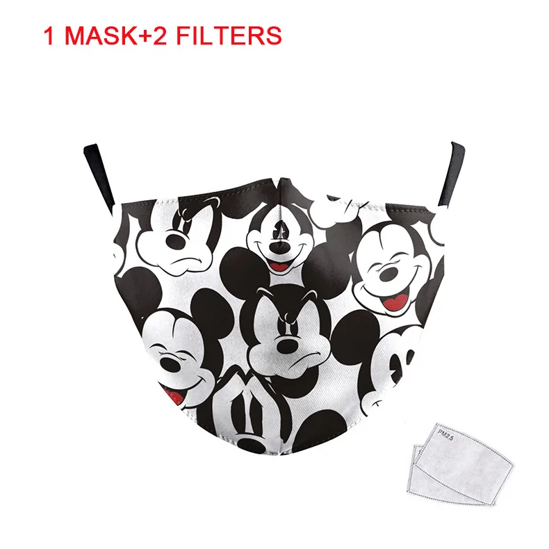 

1pcs Cute Mouse Print Mask Kids Adult Washable Fabric Mask PM 2.5 Protective Reusable Dust Masks Cartoon Children Mouth-Muffle