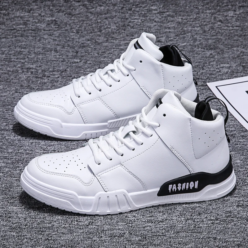 Hemmyi High Top Sneakers Men Trainers Youth White Casual Shoes Comfortable Walking Footwear Lace-up Support Dropshipping | Обувь