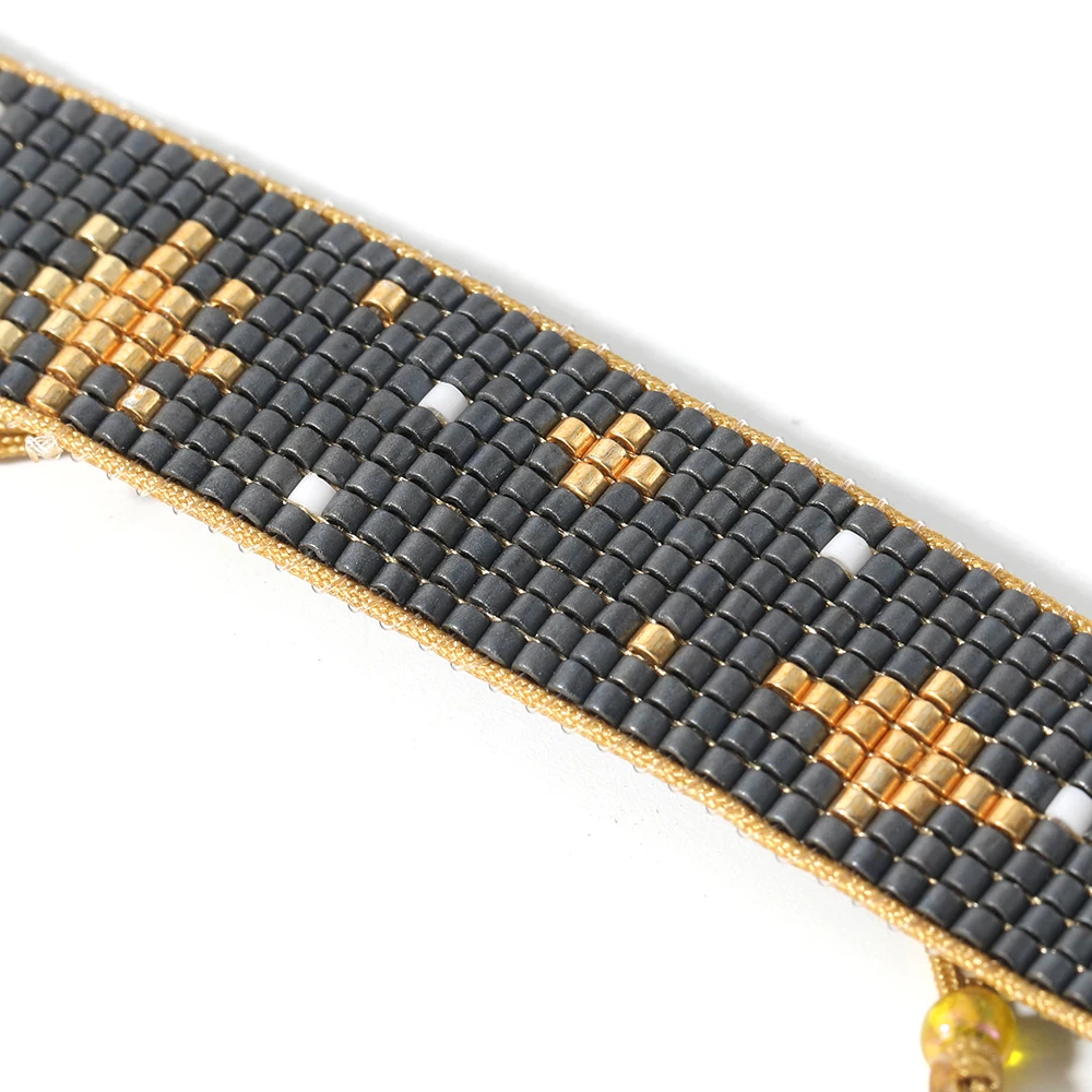 

Gray Star Miyuki Beads Bracelet For Women Men With 6 Line Strand Charm Bracelets pulseras Rivet Bileklik Jewellery Wholesale
