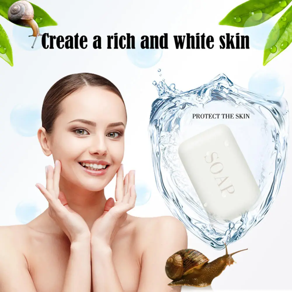 

100g Snails Collagen Essence Whiting Soap Anti Acne Antibacterial Skin Smooth Handmade Soap Face Body Cleaning Shower Tools