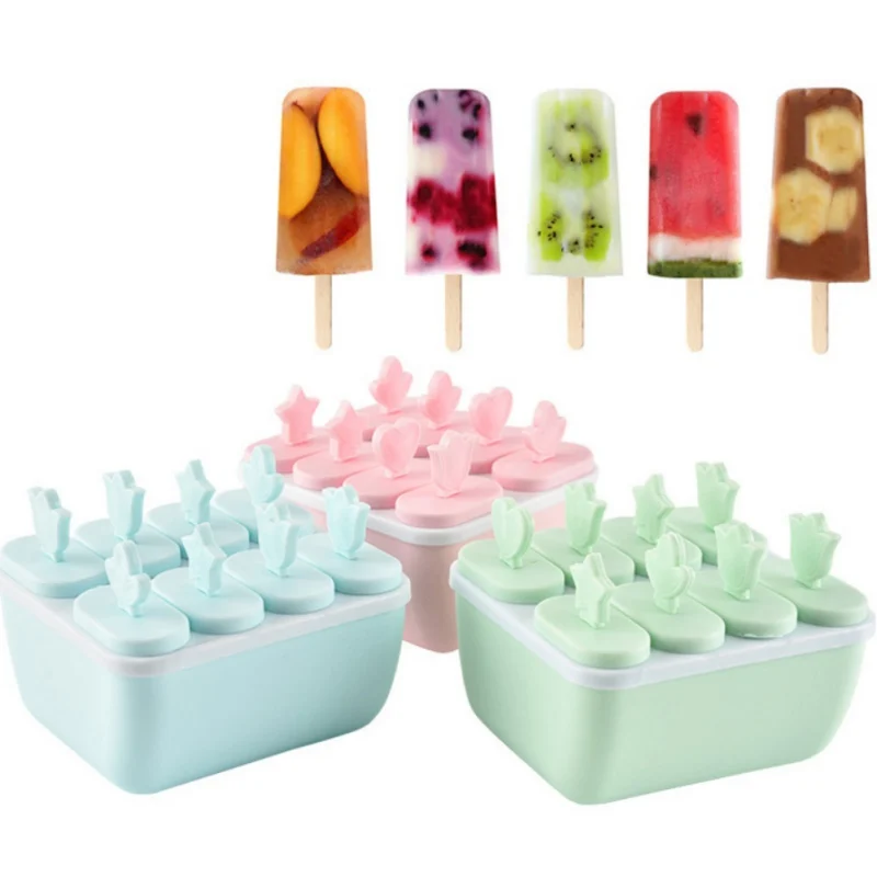 

New Plastic Popsicle Mold Detachable Design High-quality Handle Adopts Lovely Bar Party Ice Cream Tools Round Square Hot