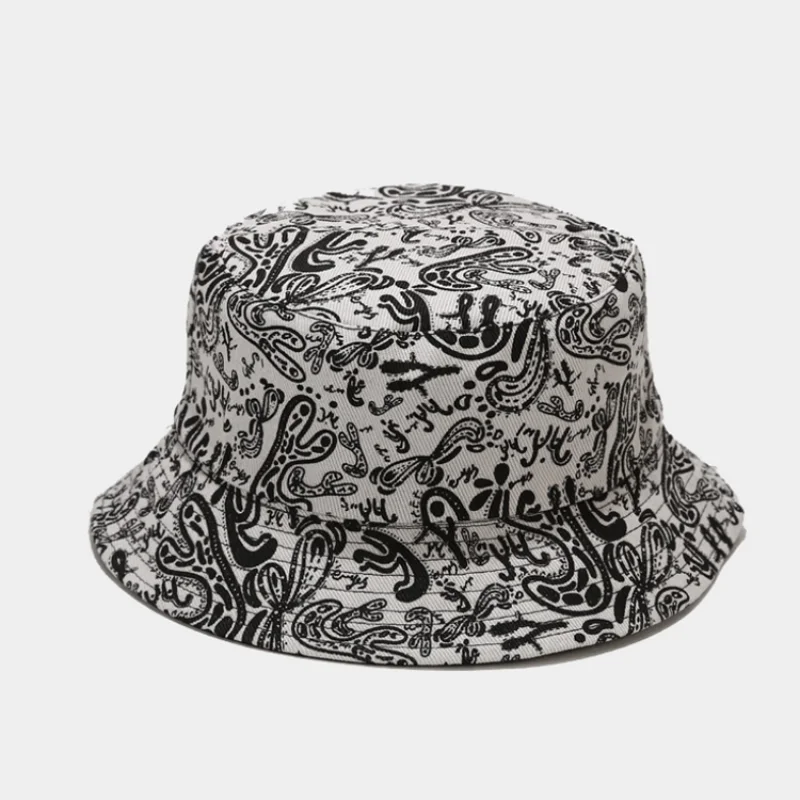 

European And American New Retro Bucket Hat Cap Can Be Worn Double-sided Pure Cotton Print Sunshade Fisherman Hat 1 buyer