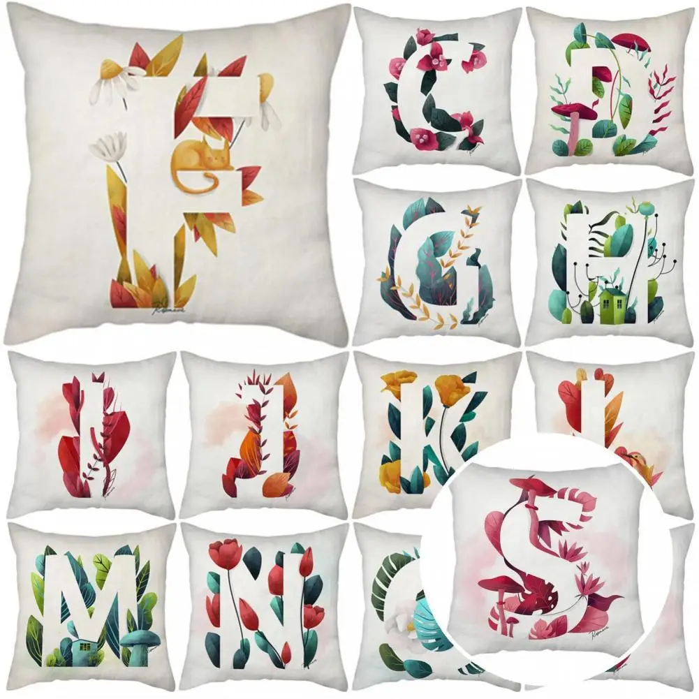 

Квадратный Модный чехол с надписью Подушка с цветочным принтом, моющийся Мягкий чехол для подушки для спальни