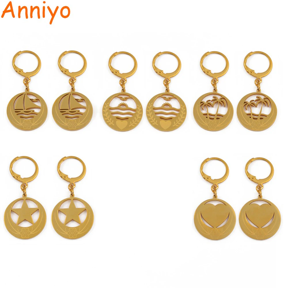Anniyo 1,8 см золотые серьги для женщин девочек Кирибати серьги Новая Зеландия Ювелирное Украшение с символикой Австралии Marshall Micronesia подарок#048221