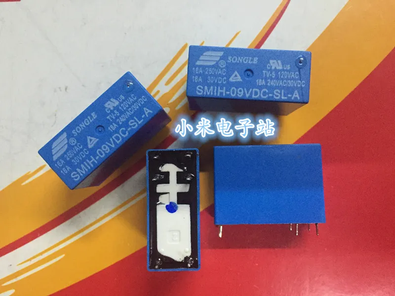 

SMIH-09VDC-SL-A Songle relay 9V 6 feet often open 16A 250VAC for HK14FH