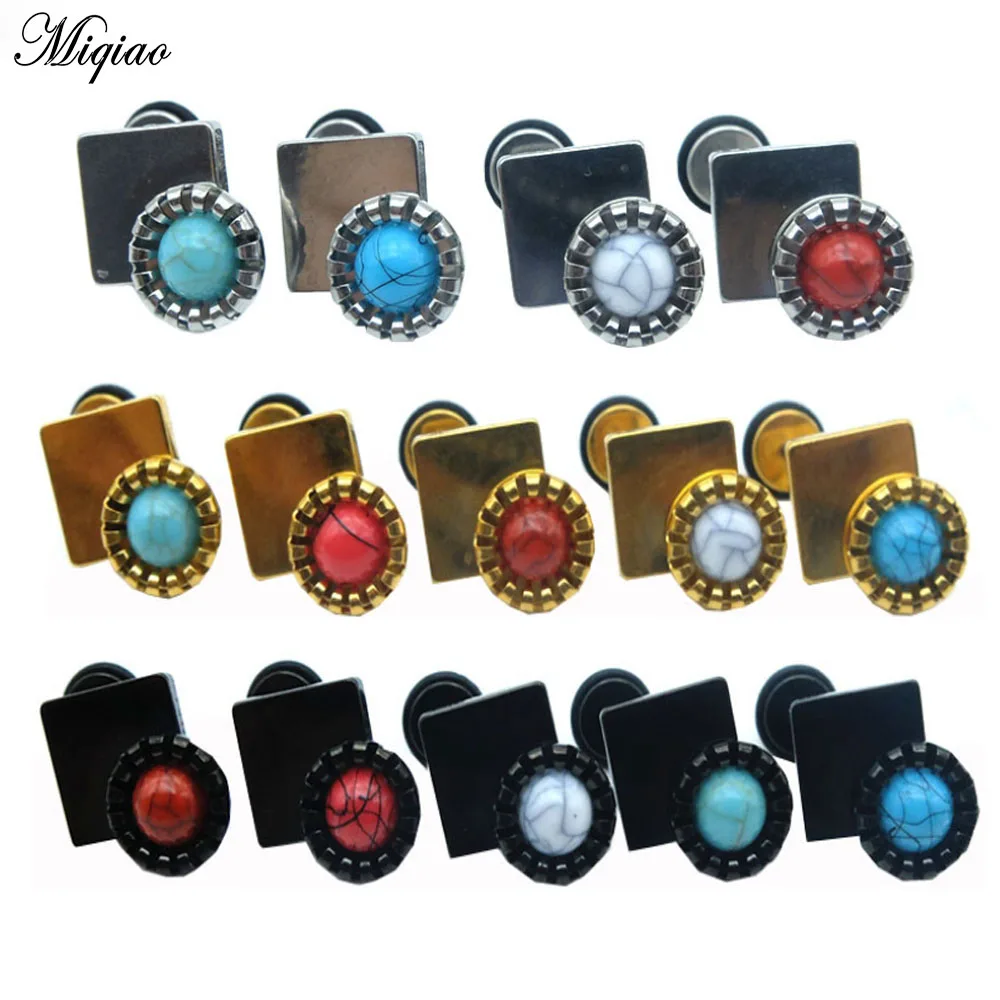 

Miqiao 1 Pcs Piercing Jewelry Geometric Stud Earrings European and American Stainless Steel Round Retro Stud Earrings
