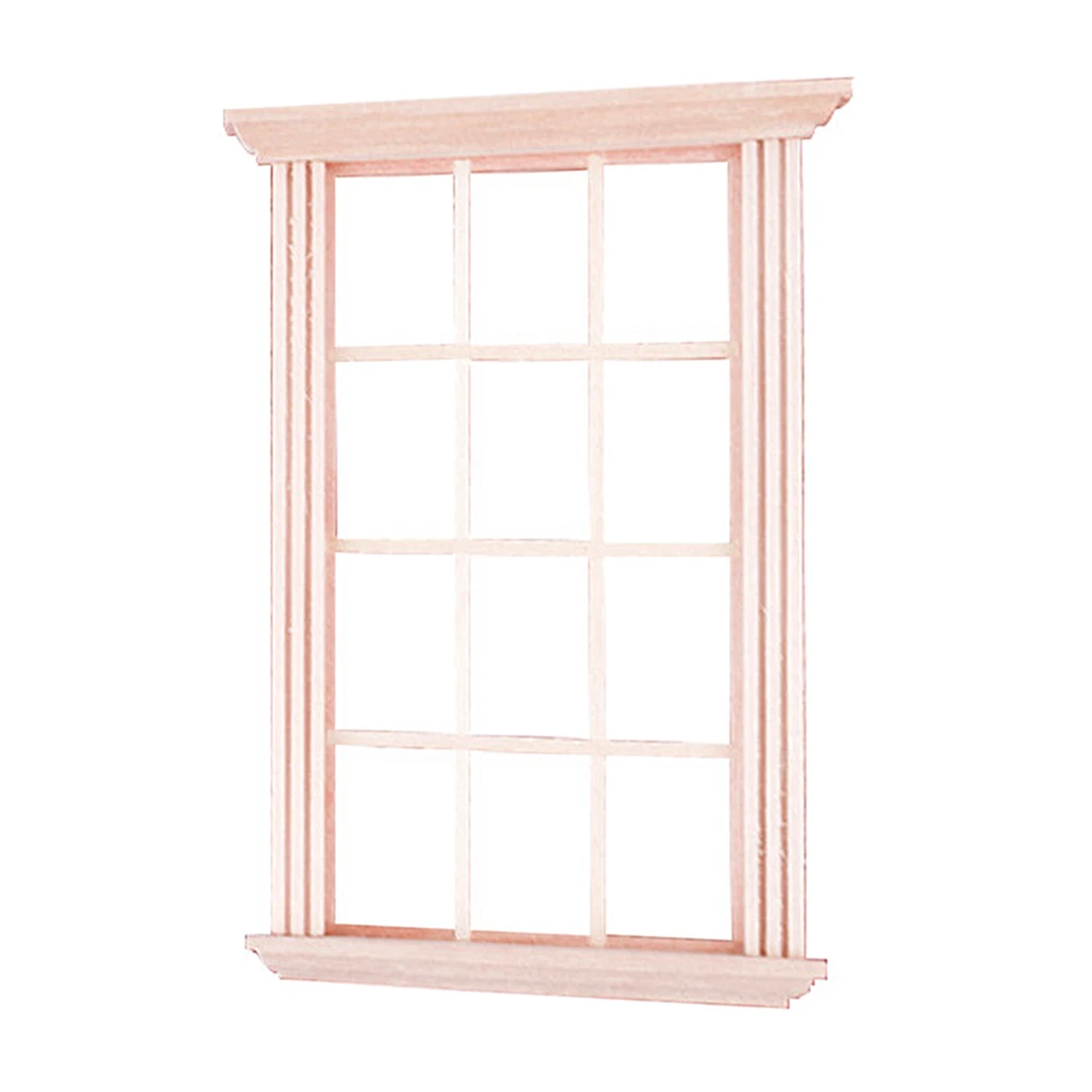 

1:12 Mini 12- Pane Window Frame Dollhouse Miniatures Decor Accessory