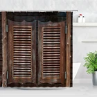 Винтажная старинная деревянная занавеска для душа, s Западный Ретро сарай, качающийся под дерево, 3D-печать, водонепроницаемый декоративный комплект занавесок для ванной комнаты