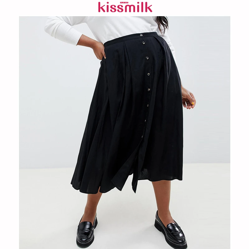 Kissmilk 2020 весенне летняя простая Однотонная юбка большого размера с контрастными