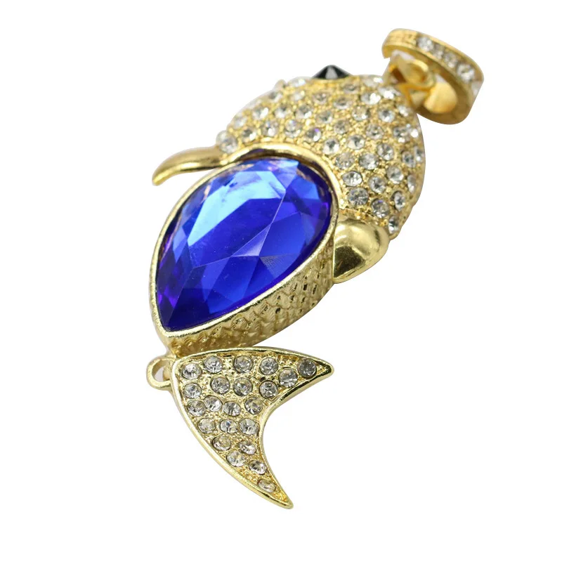 

USB Flash Drive Crystal Diamond Fish Necklace Pen Drive 4GB 8GB 16GB 32GB 64GB USB 2.0 Flash Memory Stick Disk Pendrive Gift